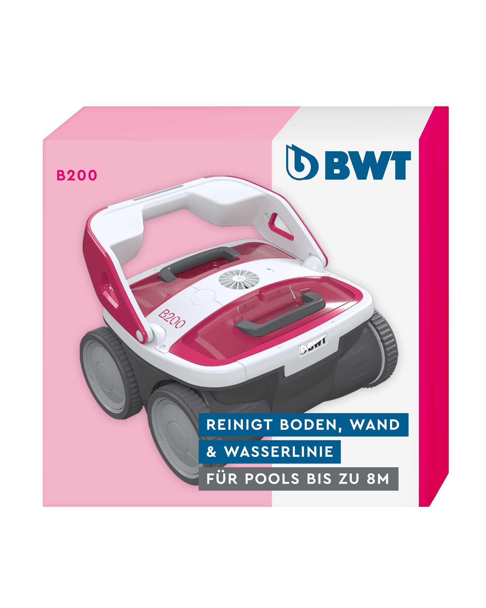 BWT Pool Roboter B200 | Optimale Reinigung Von Boden, Wand & Wasserlinie Für Pools Bis 8 m | Beste Filterleistung | Schnelles Reinigungsergebnis | Einfach Zu Reinigen, Magenta