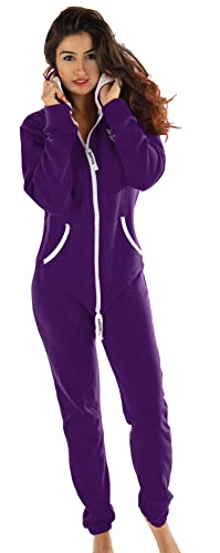 Hoppe Gennadi Damen Jumpsuit Onesie Jogger Einteiler Overall Jogging Anzug Trainingsanzug - Slim FIT, H8136 lila 3XL
