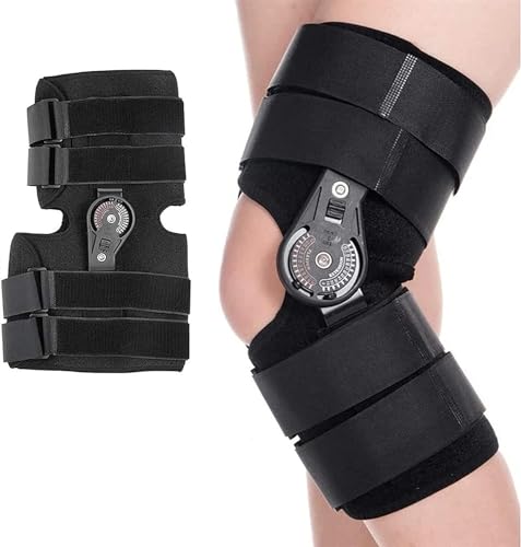 Kniestütze, verstellbare Knie-Wegfahrsperre mit Scharnier, atmungsaktive gerade Kniestütze, ideal für Hyperextensions- und Lockout-Behandlung,L