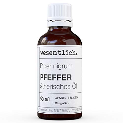 Pfefferöl - reines ätherisches Öl von wesentlich. - 100% naturrein aus der Glasflasche (50ml)