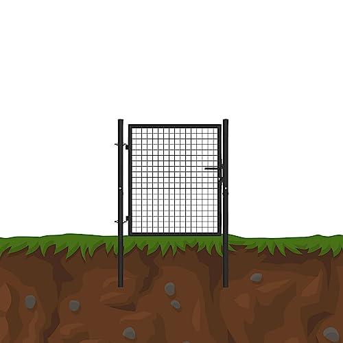 Gartentür Grün/Anthrazit Gartentor Rundpfosten Gartenpforte Metall Geteilt Tor, Farbe:Anthrazit, Höhe:1 x 1 m