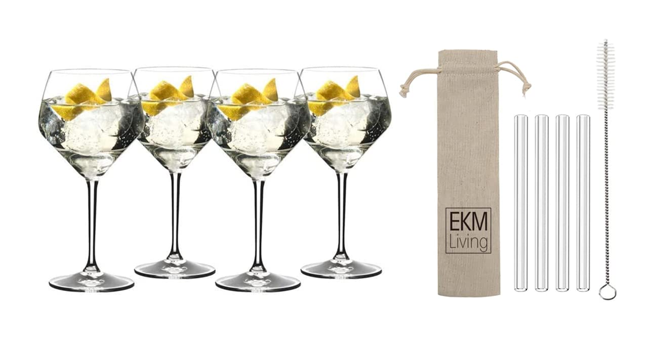RIEDEL Gin Tonic Vorteilsset 5441/97 + Gratis 4er Set EKM Living Glas Trinkhalm