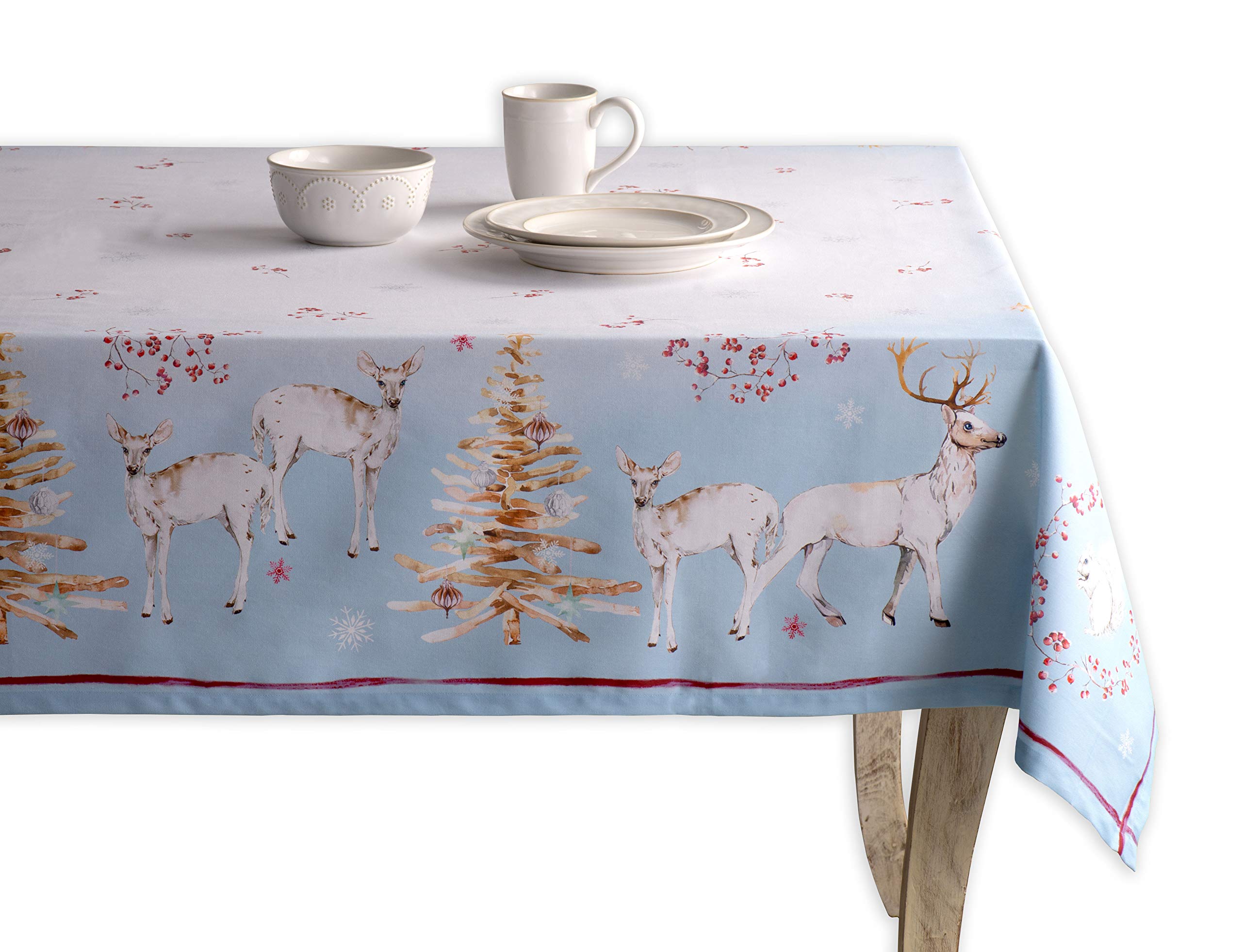 Maison d' Hermine Fairytale Forest 100% Baumwolle Tischdecke für Küche | Abendessen | Tischplatte | Dekoration Parteien | Hochzeiten | Thanksgiving/Weihnachten (Rechteck, 140cm x 180cm)