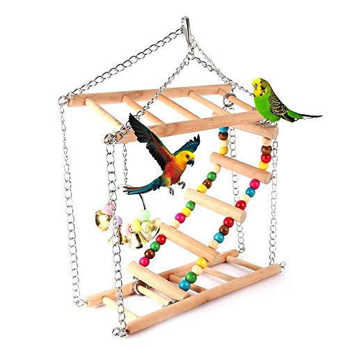 AZXAZ Holz Kletterleiter Spielzeug Für Vögel Papageien Schaukel Spielzeug Klein/Groß Käfig Barsch Haustier Vögel Leiter Stand Plattform (45 * 13 * 50 cm)