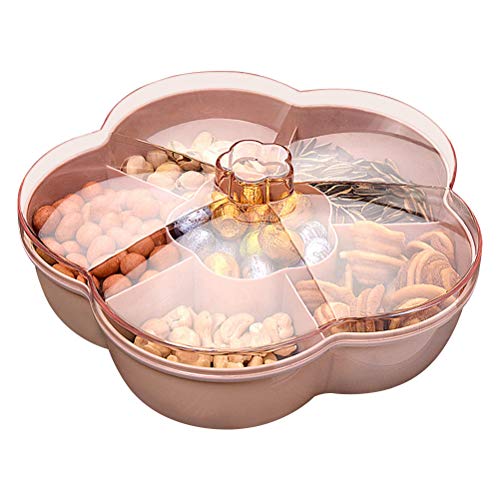 BSTCAR Süßigkeiten Box 6 Zellen, Aufbewahrungsbox mit Deckel Snackschale für Nussbonbons Trockenfrüchte Lebensmittel Aufbewahrungsbox Obstbox Trockenobstbehälter
