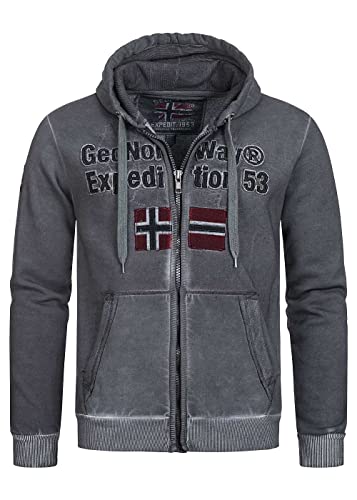 Geographical Norway Gimdo Men - Kapuzen-Sweatshirt Und Känguru-Tasche Für Männer - Logo-Sweatshirts Für Männer - Hoody-Sweatshirt Langarm (Dunkelgrau L)