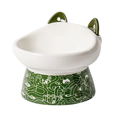 Suppenschüssel, Reisschüssel, Frühstücksschüssel, erhöhte geneigte Katzennäpfe, verstellbare Katzennäpfe for Schutz der Wirbelsäule, schnurrhaarfreundliche Schüssel mit Mixer-Rosa-1 (Color : Green,