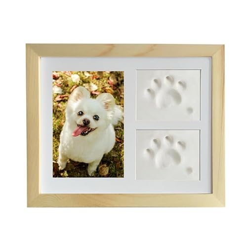 WENJING Haustier-Gedenk-Bilderrahmen Personalisierter Fotorahmen für Haustiere mit Pfotenabdruck für den Fußabdruck Ihres Haustiers ，Geeignet für Hunde, Katzen und andere Tiere Größe 15cm*10cm (weiß)
