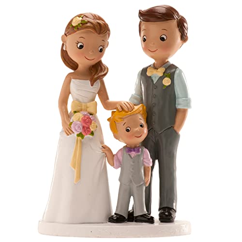 dekora | Brautpaar Figuren Torte Hochzeitsdekoration - Brautpaar mit Junge, 305081, Mehrfarbig, Einheitsgröße