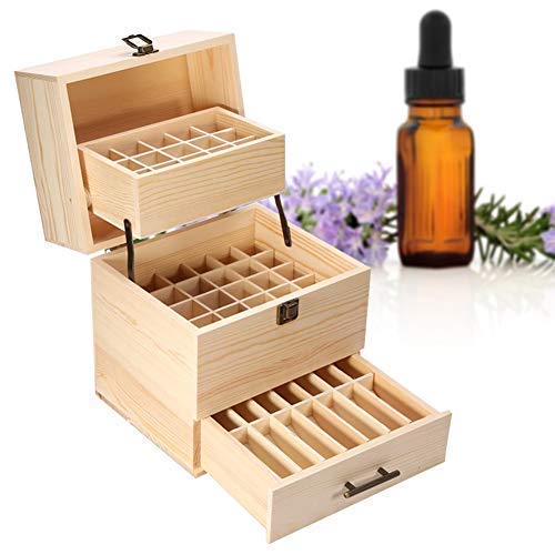 Holz Ätherisches Öl Box, 59 Gitter Holz Aromatherapie Box, Aufbewahrung Koffer Box, Ätherisches Öl Halter Aromatherapy Boxes für Oils für Organisator, 20 Rollenflaschen