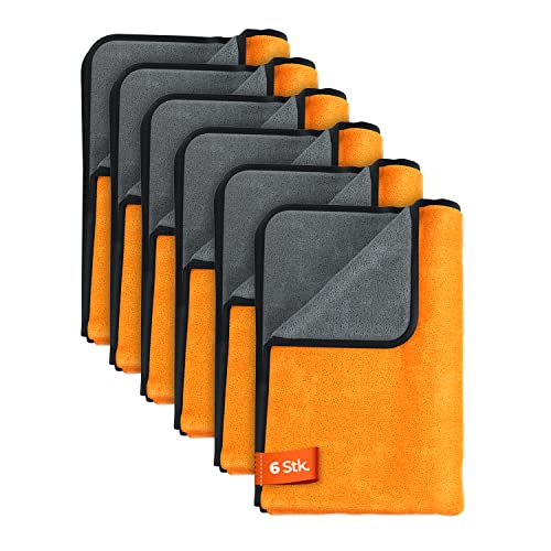 ADBL Puffy Towel XL Poliertuch 840GSM (6 STK.) - Ideal zum auspolieren von Wachsen - fusselfreies Premium Mikrofasertuch für die Auto & Motorrad Pflege - Autopflege Tuch | 60x90cm