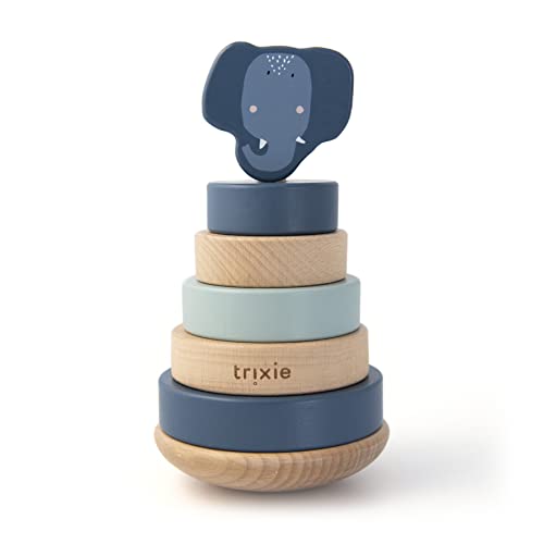 Trixie Stapelturm mit Ringem aus Holz Mrs. Elephant Elefant blau