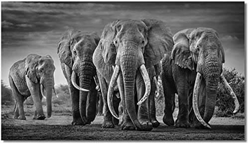 LLYSJ Wanddrucke 40x60cm Rahmenlos Grau Schwarzer Elefant Leinwand Malerei Poster und Drucke Nordische Tierbilder Wohnzimmer Wohnkultur