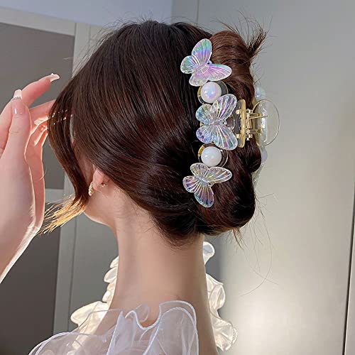 SHUBIAO Schmetterlings-Haarklaue rutschfeste Haarklemmen Mädchen-Haarspange Schmetterlings-Haarfangklammer Haarschmuck Haarspangen for Stylen von dickem Haar dünnes Haar Haarspangen (Color : White)