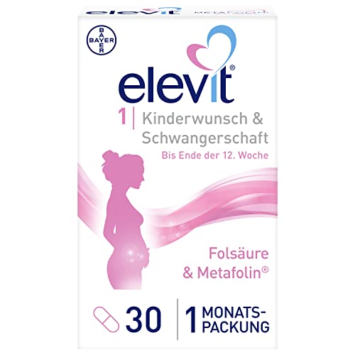 Elevit 1 - Folsäure hochdosiert - Kinderwunsch- und Schwangerschaftsvitamine - 20 Vitamine und Mineralstoffe für die Entwicklung des Babys - 1 x 30 Tabletten