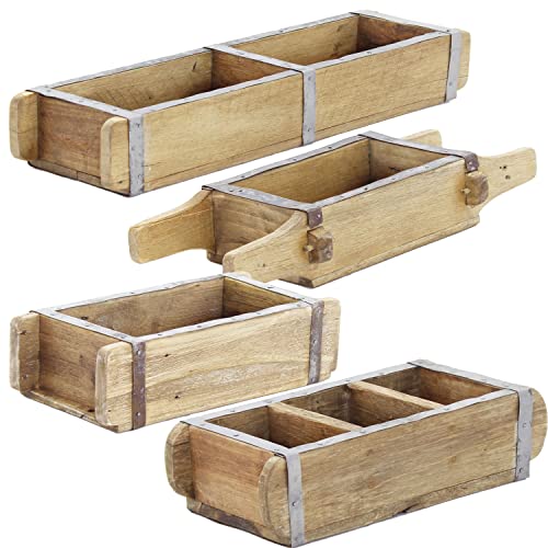LS-LebenStil Teak XL Holz Ziegelform 57x15x10cm Aufbewahrungsbox Kiste Cutlery Dekoration