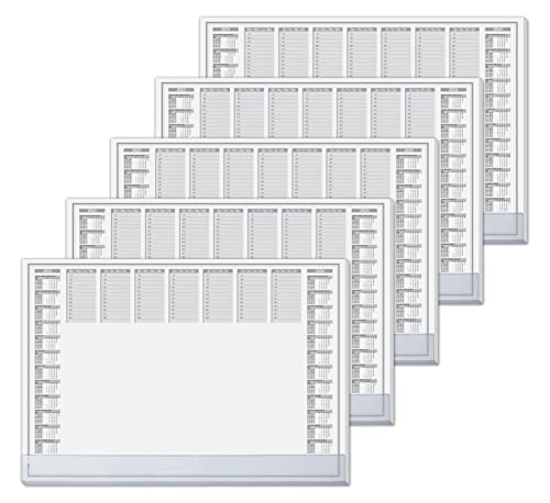 SIGEL HO366 Papier-Schreibtischunterlage, ca. DIN A2, mit transparenter Schutzleiste, 2-Jahres-Kalender 2023 2024, 40 Blatt, Schreibunterlage, 5er Pack