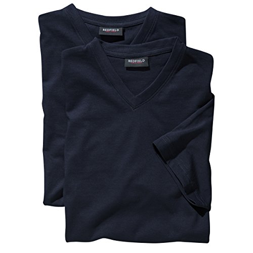 Redfield Doppelpack XXL T-Shirts dunkelblau V-Neck, Größe:4XL