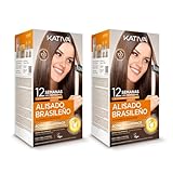 Kativa Brasilianische Glättung – Neue Formel mit Hyaluronsäure – Professionelle Haarglättung zu Hause – bis zu 12 Wochen – Keratin-Glättung – Vegane Formel – einfach aufzutragen