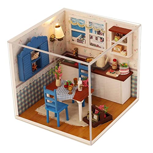 yotijay 1.24 Puppenhaus Miniatur DIY Haus Miniatur Zimmer mit Möbeln für