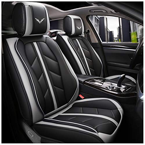 JDWBT Sitzbezüge Leder, vorderer und hinterer 5-Sitzer-Komplettsatz, Universal-Leder, Vier Jahreszeiten, kompatibel mit Airbag-Sitzprotektoren, wasserdicht.