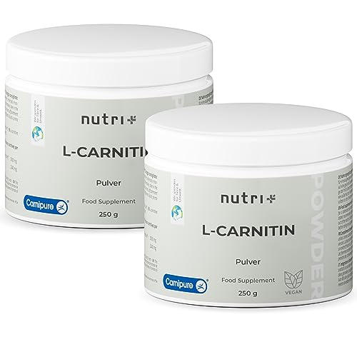 L-CARNITIN Pulver 500g - 100% reines Carnipure Tartrat Pure Powder - vegan + hohdosiert - L-Carnitine von Lonza - Nutri-Plus Carnitinpulver ohne Zusatzstoffe