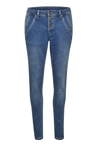 Cream Damen Women's Pants Mid Waist Skinny Slim Jeans, Rich Blue Denim, 31