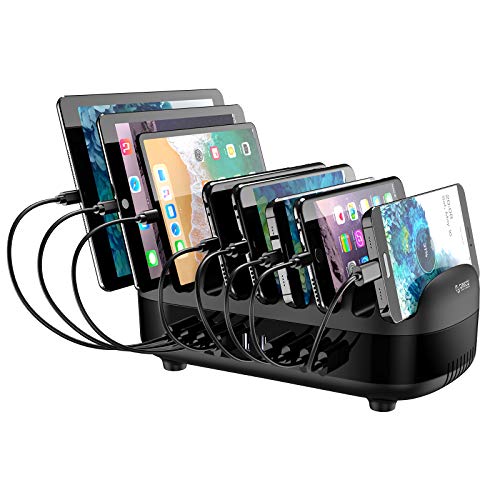 ORICO - Multi USB Ladestation 120W, 5V/2.4A Dockingstation mit Schalter für Restaurants, Flughäfen, Hotels und Familien mit Mehrere Geräte, Schwarz