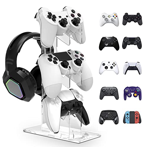 Wedorat Universal 3-Layer Controller Ständer und Kopfhörerständer Gaming Zubehör Store Ständer PS5 PS4 Gaming Zubehör, Controller Ständer Kopfhörerständer Kristallklar