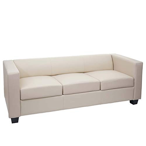 Mendler 3er Sofa Couch Loungesofa Lille - Kunstleder, Creme