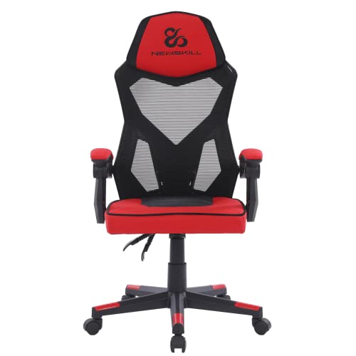 Newskill Eros Ergonomischer Gaming-Stuhl mit ausgeprägter Rückenlehne und Stoffbezug, Rot