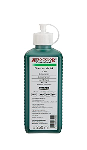 Schmincke - AERO COLOR Professional, Brillantgrün 250 ml, 28501027, feinst-flüssige, farbstarke Acrylfarbe für Acrylmalerei, Airbrush, Mixed Media, Acryltinte