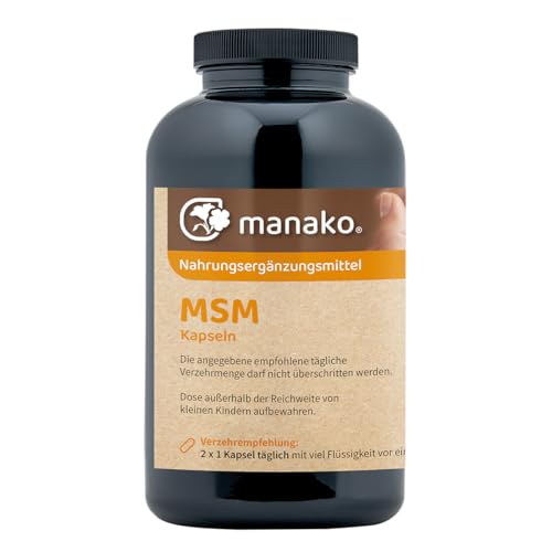manako MSM (Methylsulfonylmethan) vegane 800mg Kapseln, 336.5 g, 365 Stück (frei von Magnesiumstearat)