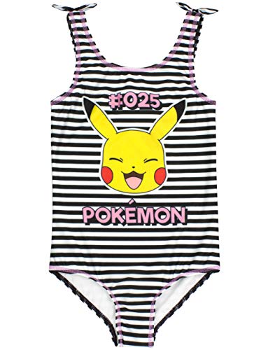 Pokemon Badeanzug Mädchen Pikachu Schwarz-Weiß Schwimmkostüm Kinder 5-6 Jahre