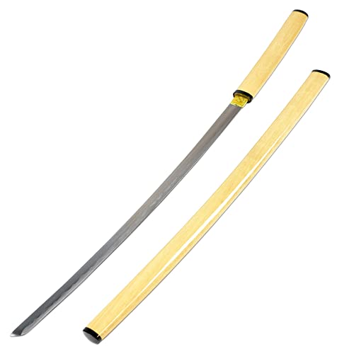 Shirasaya Katana, Japanisches Schwert – echtes Samurai Schwert Carbon Stahl 104 cm Gesamtlänge, Katana Schwert für Samurai Kostüm