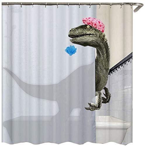 Jcevium Schöner Duschvorhang mit Dinosaurier-Druck, wasserdicht, Badezimmervorhang, Duschzubehör, 180 x 180 cm
