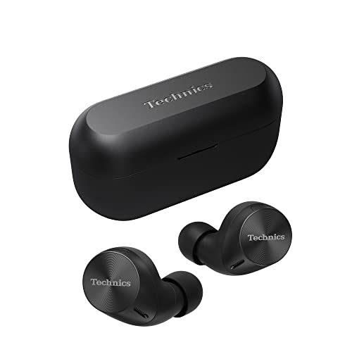 Technics EAH-AZ60M2EK kabellose Ohrhörer mit Noise Cancelling, Multipoint Bluetooth, komfortable In-Ear-Kopfhörer mit integriertem Mikrofon, anpassbare Passform, bis zu 7 Stunden Wiedergabe, Schwarz