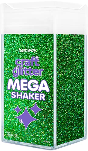 Hemway MEGA Craft Glitter Shaker Bulk Glitter for Nails, Resin, Tumbler, Arts, Crafts, Epoxy and Moulds 425g / 15oz - Chunky (1/40" 0.025" 0.6mm) - Emerald Green Holographic