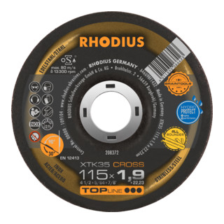RHODIUS TOPline XTK35 CROSS Extradünne Trennscheibe 115 x 1,9 x 22,23 mm
