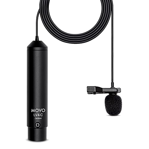 Movo LV4-C XLR Phantomspeisung Lavalier Cardioid-Mikrofon, mit Revers-Clip und Windschutz