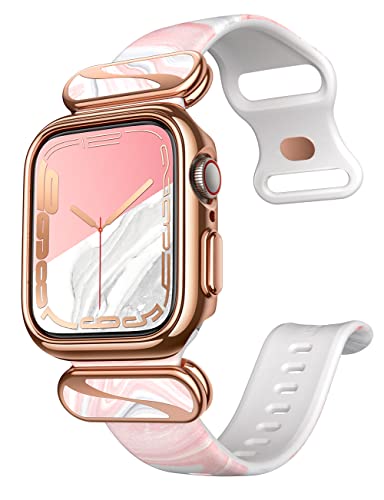 i-Blason Armband für Apple Watch 7 / SE / 6/5 / 4 (45/44mm), Ersatzarmband Sport Band Hülle Bumper Case Schutzhülle [CosLuxe] (Marmor)