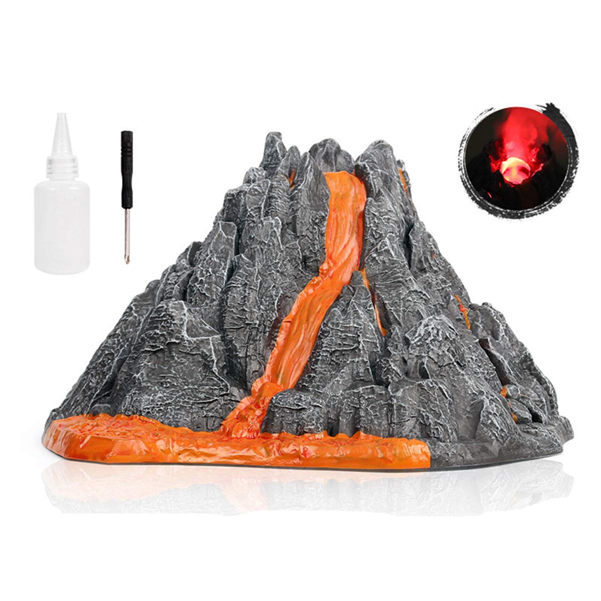 VVXXMO Simulation Vulkan Modell Rotlicht Zug Dinosaurier Modell Spielzeug Zubehör Sand Tisch Layout