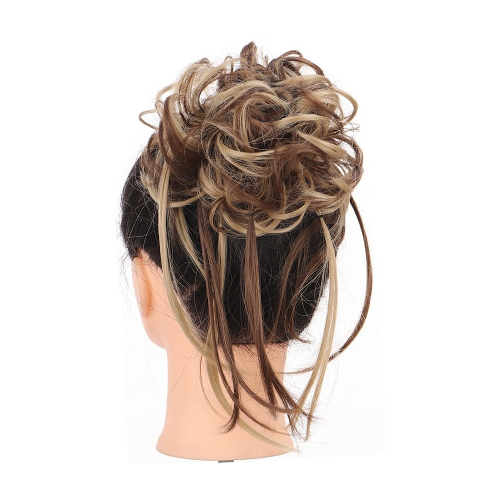 Dutt-Haarteil, unordentliches Dutt-Haarteil, synthetische, zerzauste Hochsteckfrisur, Haarknoten-Verlängerung, elastisches Haarband, Haarteile, lockiges Wellen-Haarknoten, Scrunchie für Frauen, D