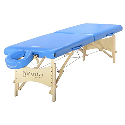 Master Massage 71cm Skyline Pro Mobil Massageliege Klappbar Massagetisch Bank Portable Beauty Bed Marineblau Holzfüße und Tragetasche Paket