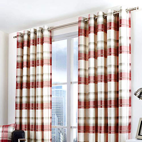 Fusion - Balmoral Karodecke, Textil, rubinrot, Curtains: 66" Width x 54" Drop (168 x 137cm)