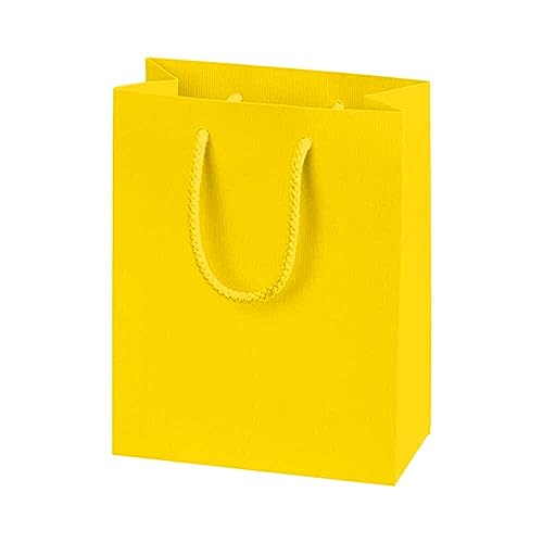 Geschenktasche, Bocksbeutel, Kraftpapier matt, 17 + 8,5 x 20 cm, gelb, 20 Stück