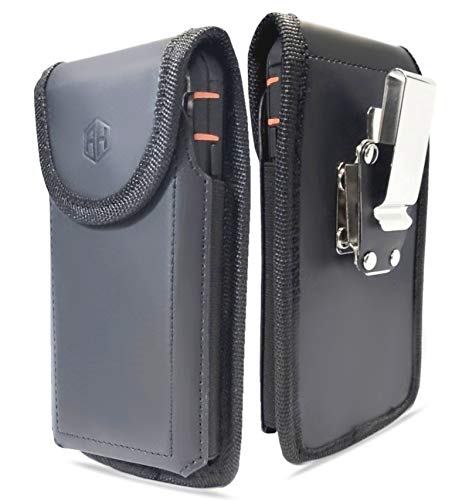 Premium 360 Grad drehbare Militärqualität Leder Handy Gürteltasche kompatibel mit iPhone 6 6S 7 8 X Magnet iPhone 11 12 Holster Leder Gürteltasche Fit mit Defender Case (Medium)
