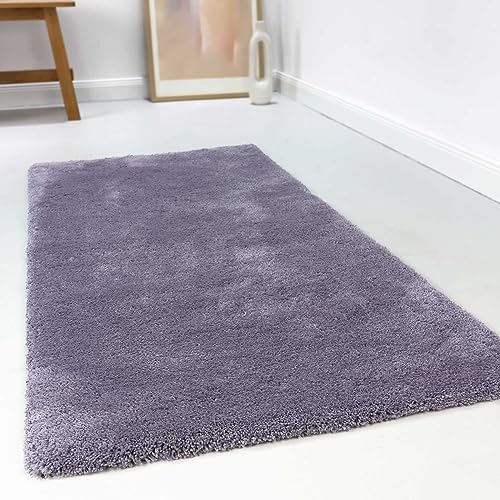 wecon home Kuschelig weicher Esprit Hochflor Teppich, bestens geeignet fürs Wohnzimmer, Schlafzimmer und Kinderzimmer RELAXX (70 x 140 cm, violett)