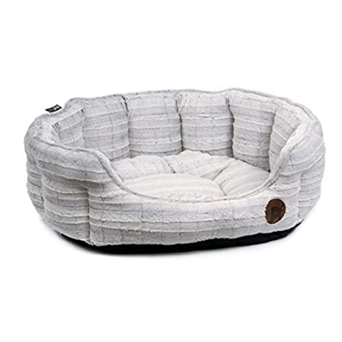 Petface Plüsch Hundebett, oval, groß, weiß