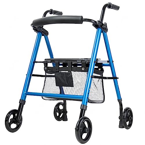 Rollator Walker mit 8 Zoll Rädern, Verstellbarer Sitz und Armlehnen, Leichter, Faltbarer Rollwanderer für Mobilität, Unterstützt 300 Lbs